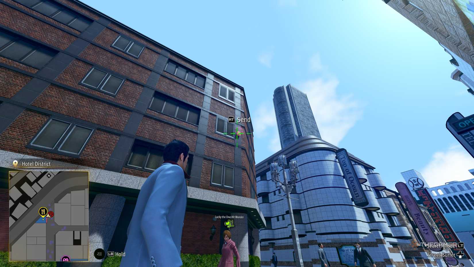 Kiryu next to the J5 Kamurocho locker key in Yakuza Kiwami 3.