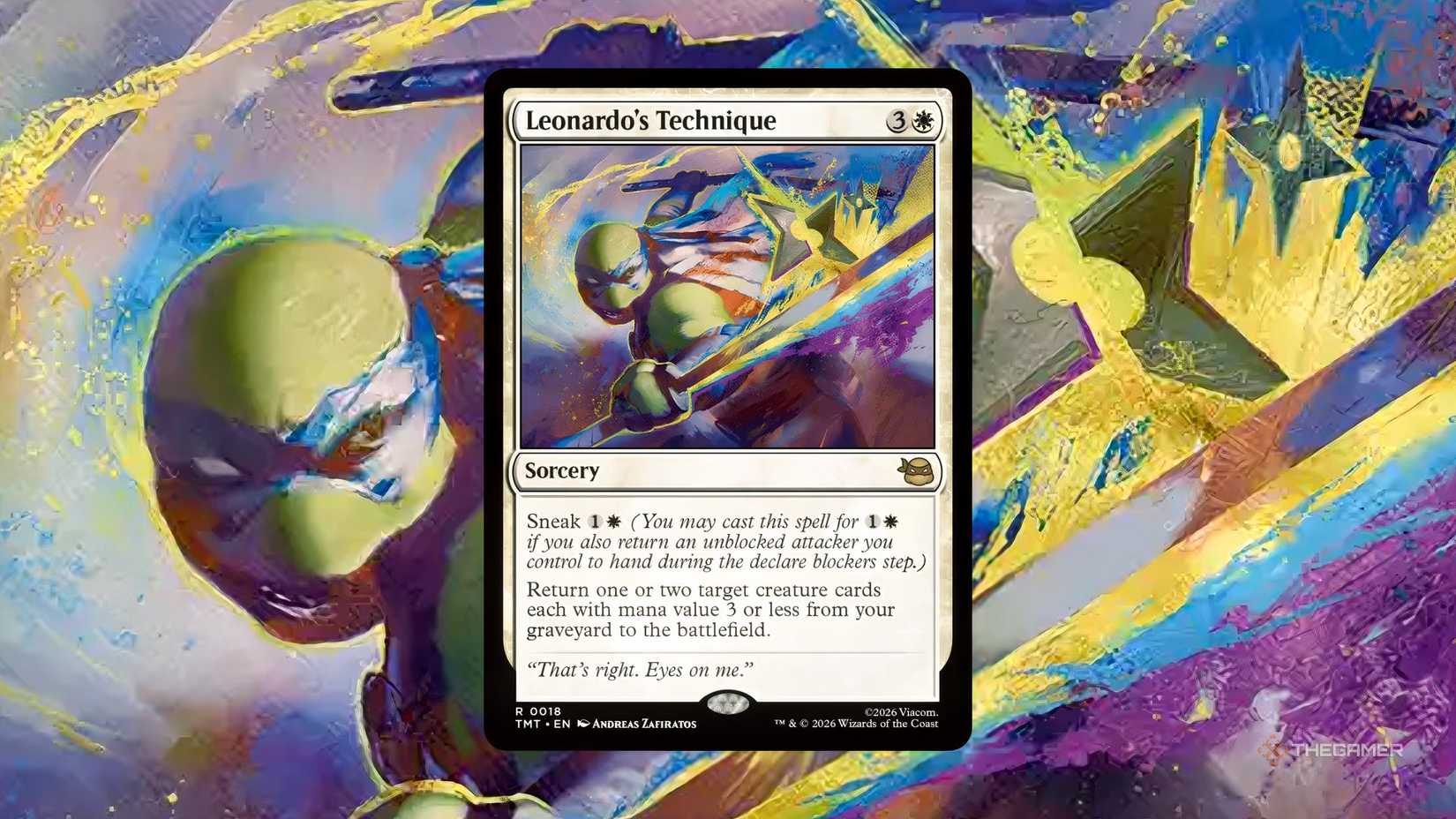 This is the Leonardo's Technique MTG card from TMNT.