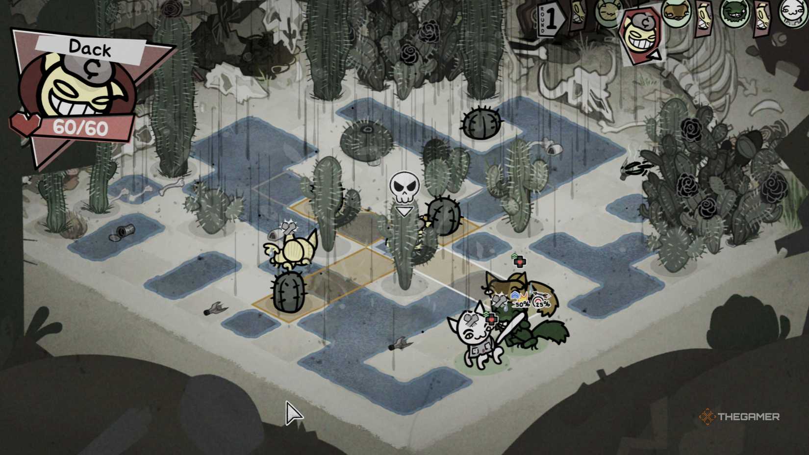 Dak executing his throwing knife ability against Tank Cat in Meugenics.