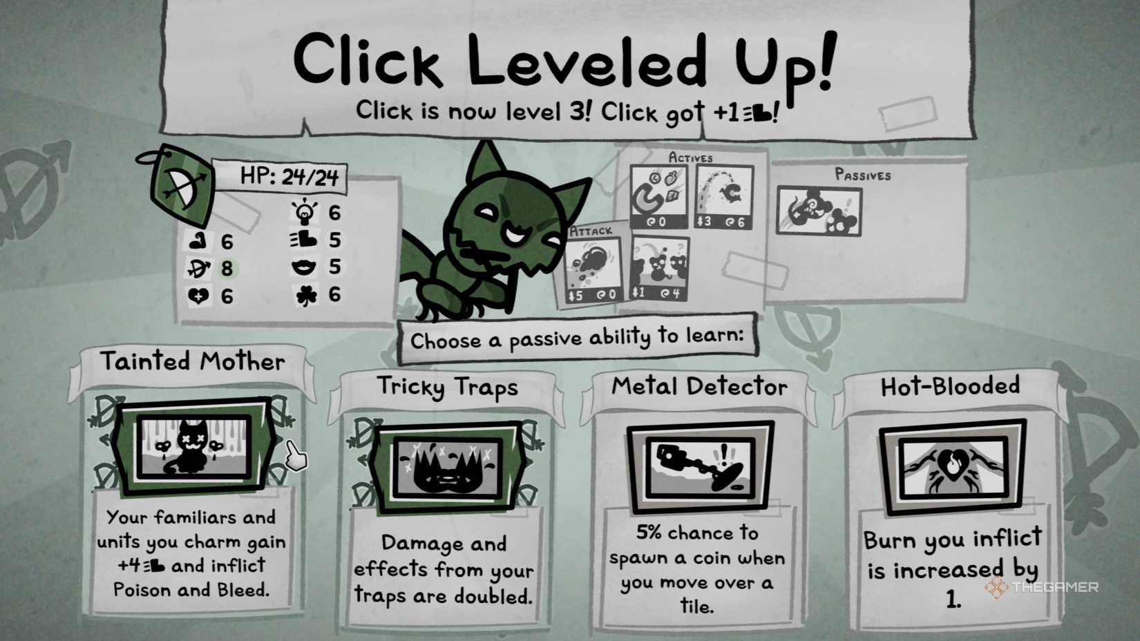 Selecting the Tainted Mother passive ability to work hand-in-hand with the Flea Familiars they can spawn via their Active Ability in Mewgenics.