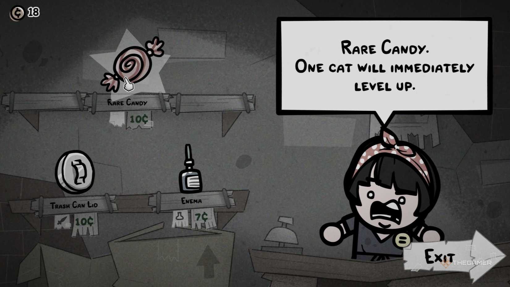 Buying a Rare Candy item from the shop will level up a random unit in Mewgenics.