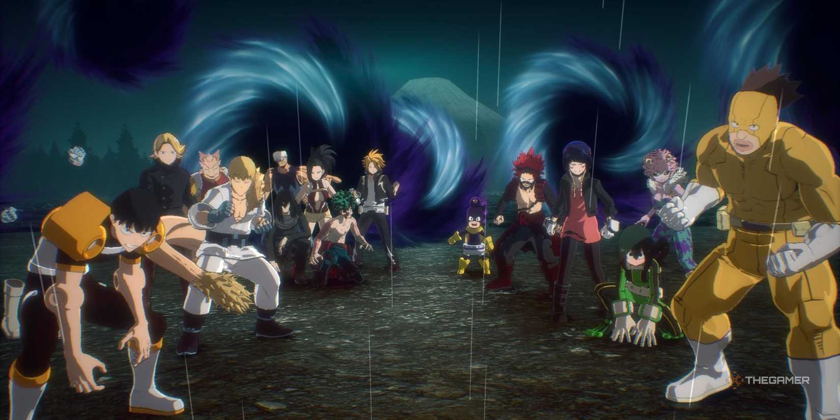All of Class 1-A banding together in My Hero Academia: All's Justice.