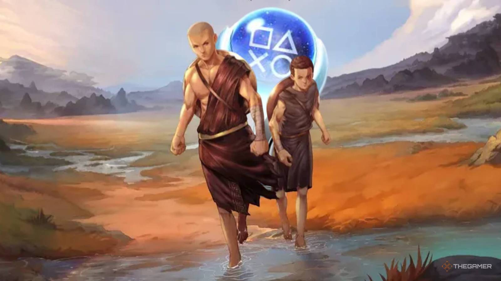 Kratos and Deimos walking away from a platinum trophy in God of War: Sons of Sparta