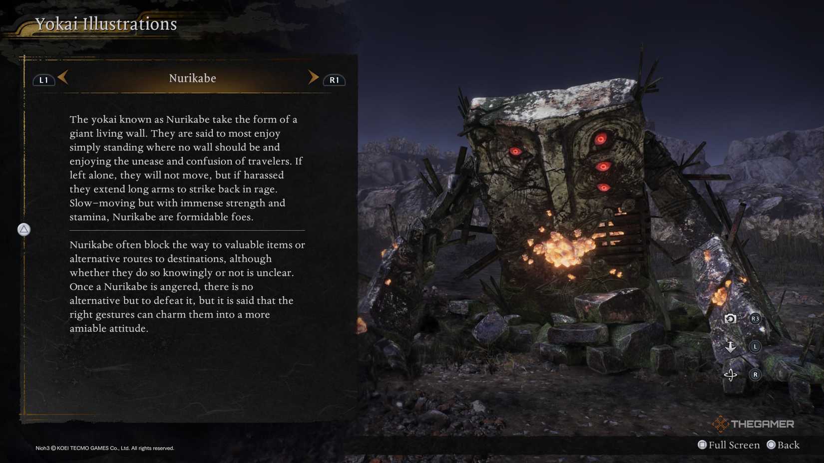 A description of Nurikabe in Nioh 3.
