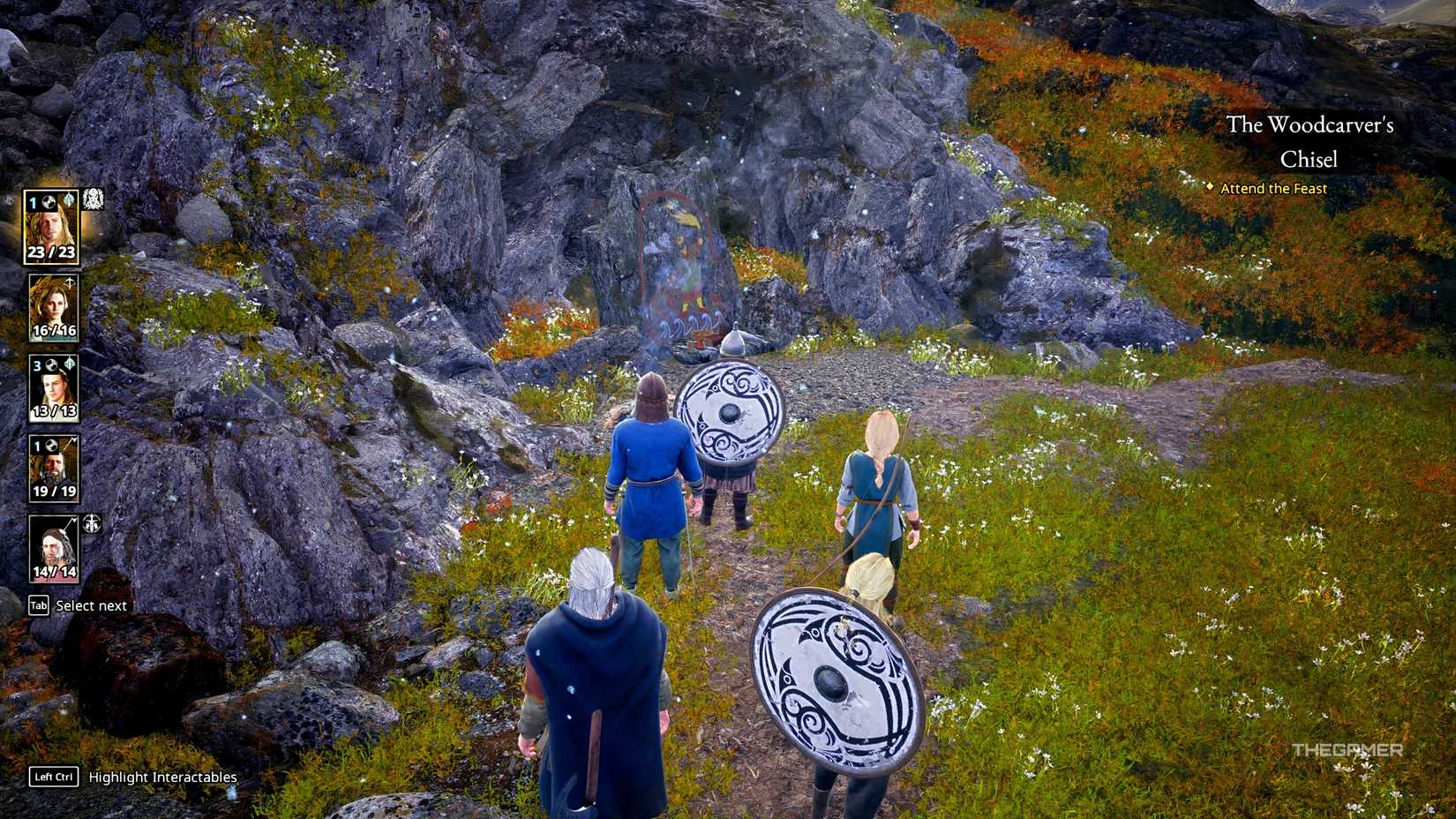 Norse Oath Of Blood - group of vikings looking at a Runestone.