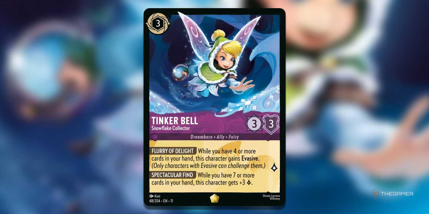 Tinker Bell, Snowflake Collector Disney Lorcana card.