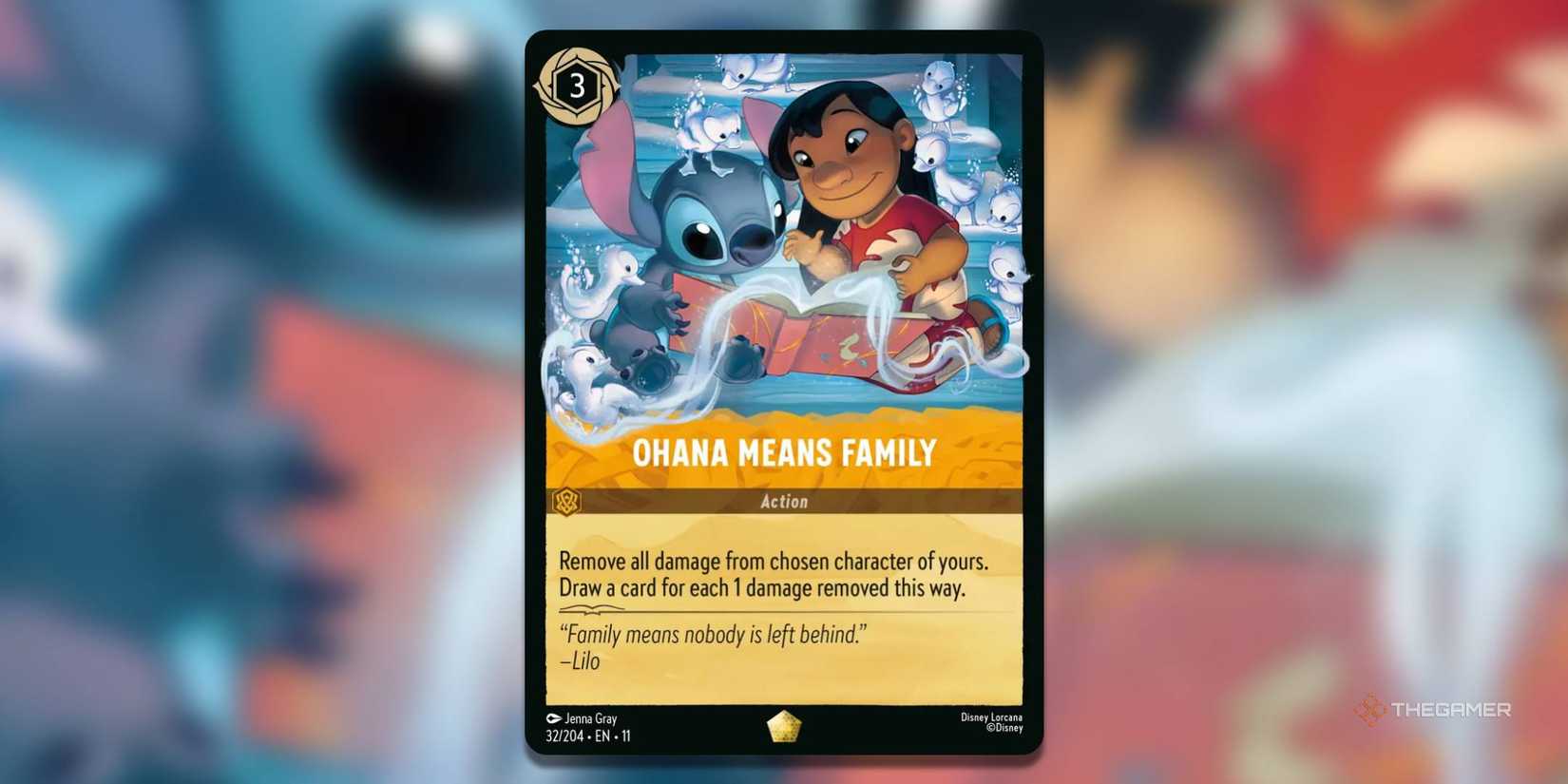 Ohana Means Family Disney Lorcana card.