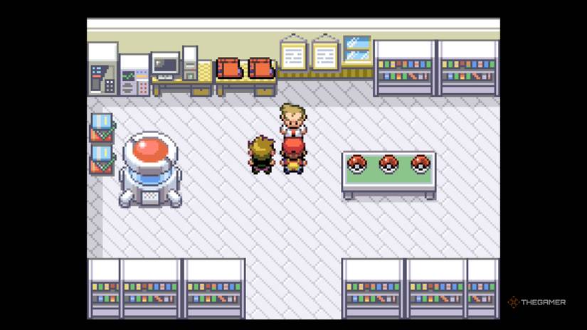 Talking to Oak in Pokemon FireRed & LeafGreen.