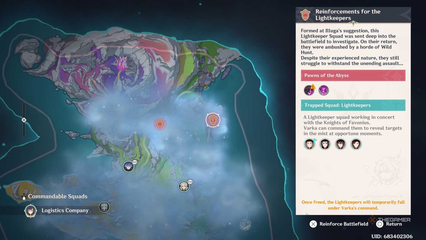 Reinforcement locations in Genshin Impact for Varka and the Lupus Majoris quest.