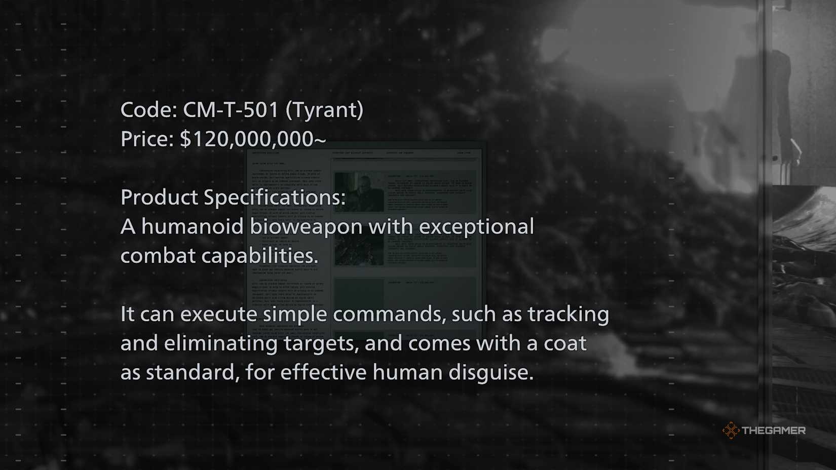 Resident Evil Requiem file detailing how much Mr. X cost.