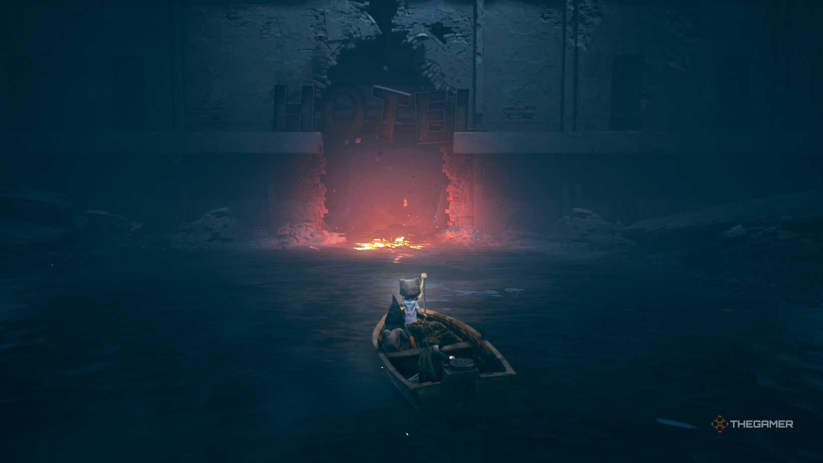 Sailing into the hotel in Reanimal.