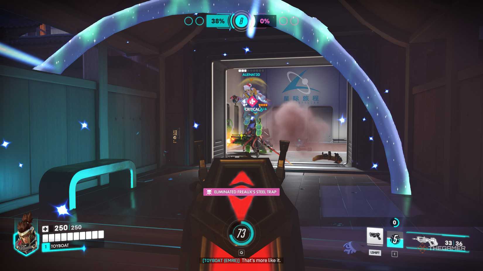 Emre defeats enemies in Overwatch.