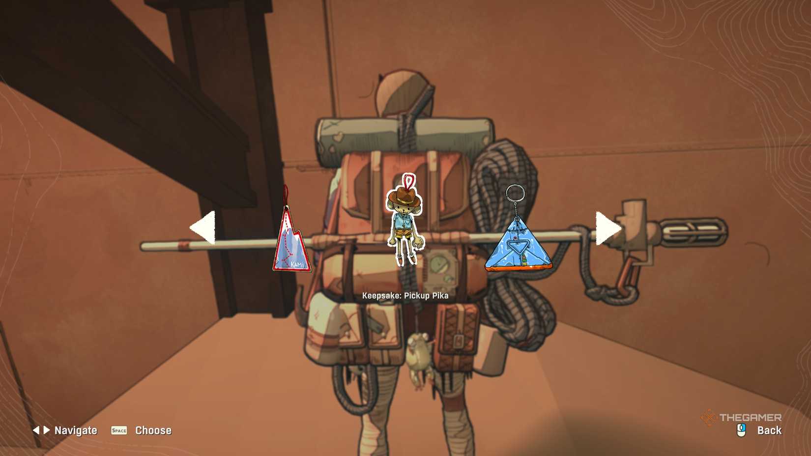 Selecting the Pickup Pika keepsake in Cairn.