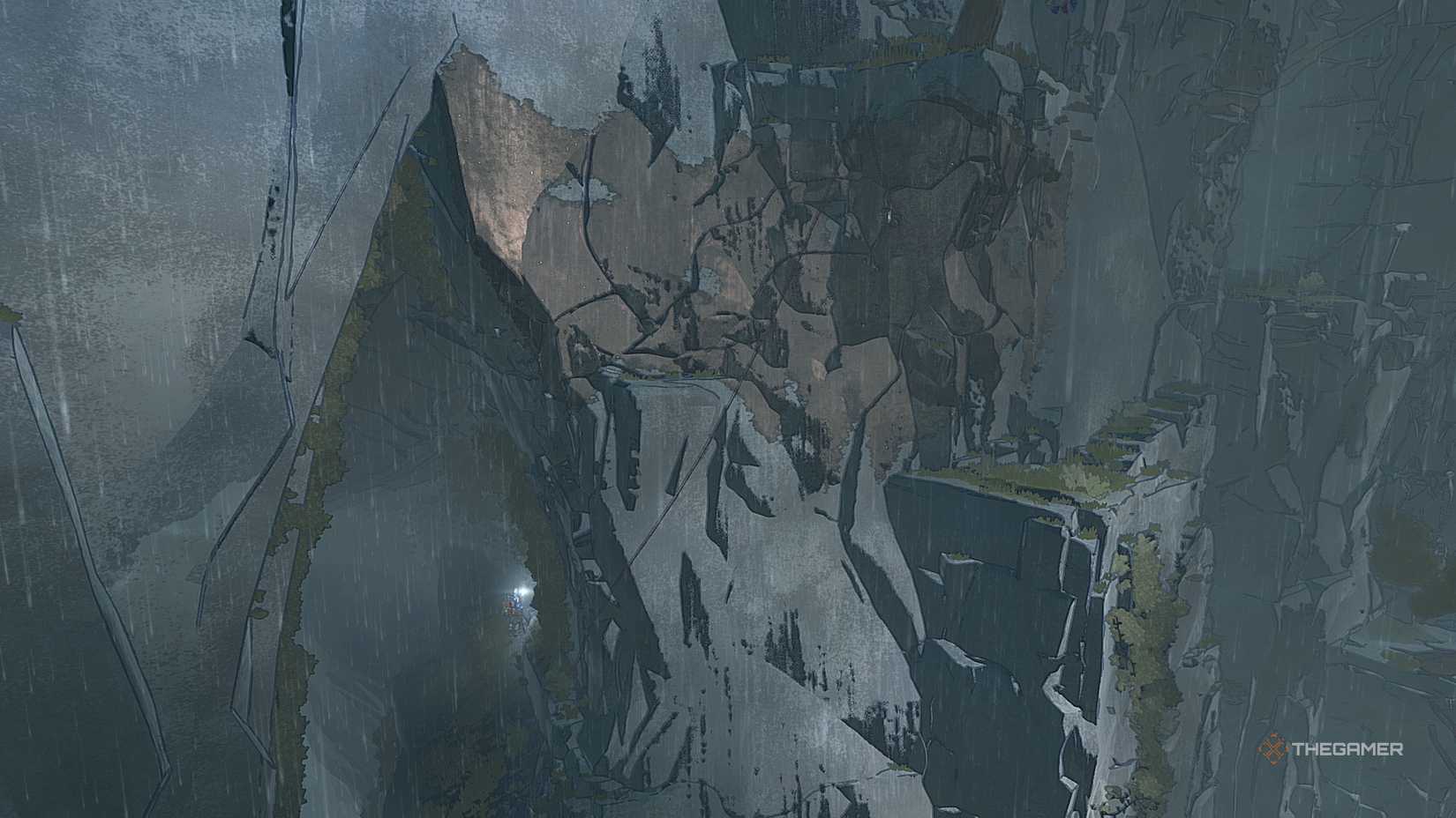 The side of a mountain in a cairn.