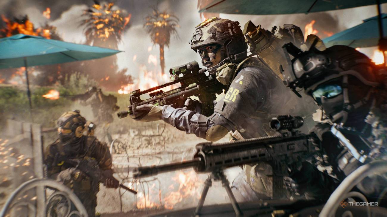 Soldier in Battlefield 6 with new assault rifle and helmet.