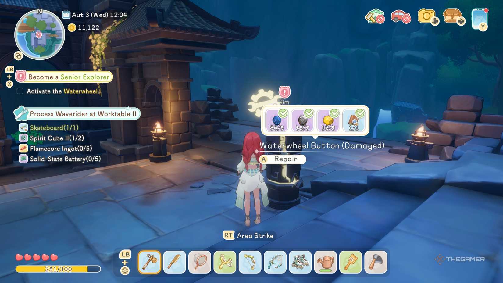 Starsand Island Moonlit Forest exploration fix the water wheel.