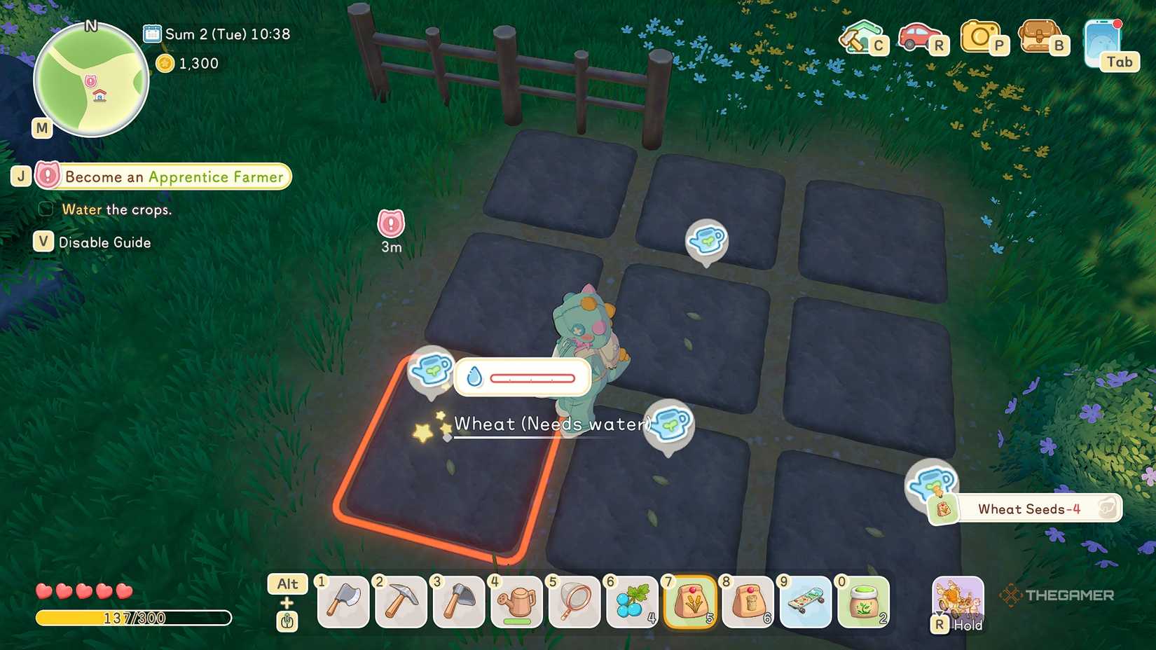 Starsand Island Watering Crops.