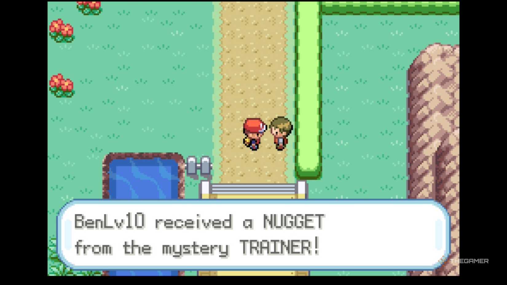 Talking to the disguised Team Rocket Grunt in Pokémon FireRed and LeafGreen to activate the infinite Nugget Bridge money glitch.