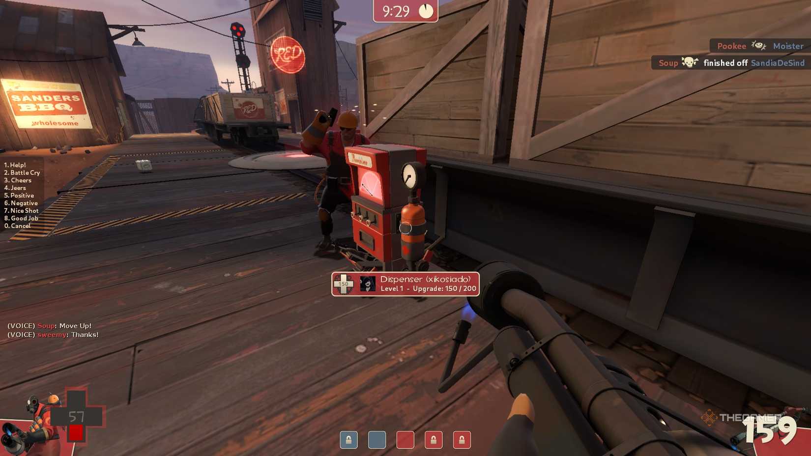 Pyron targets a friendly dispenser in Team Fortress 2 Classified.