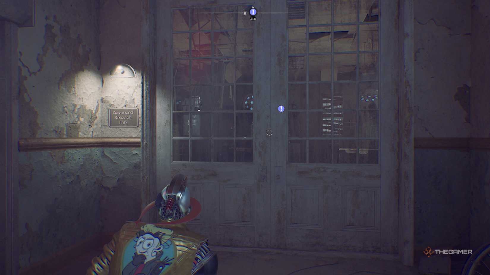 The door to the Advanced Research Laboratory at the Asylum in Romeo is a dead man.