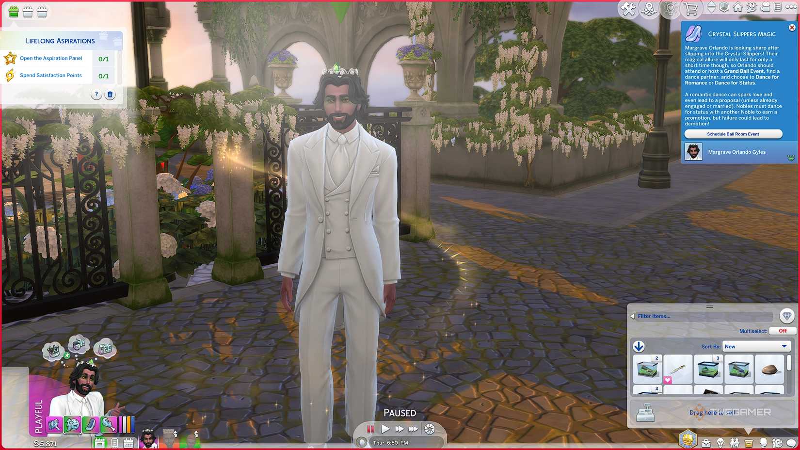 The Sims 4 Royal and Legacy Crystal Slipper Man All White.