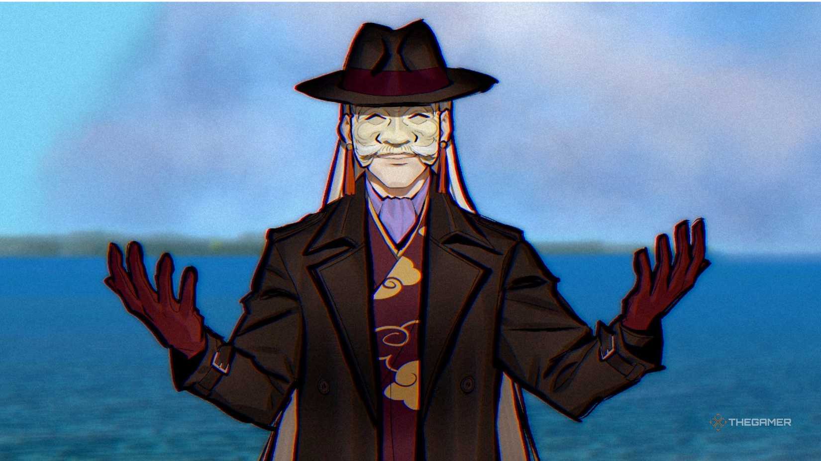 Narrator with the sea at his back in Paranormasight The Mermaid's Curse.