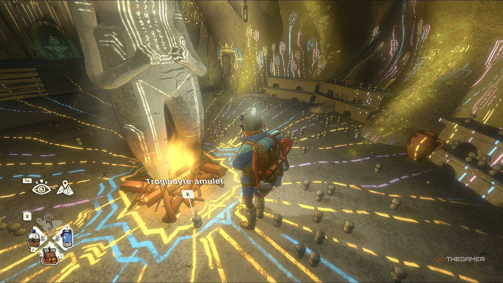 Troglodyte Amulet on the floor of the Cairn.