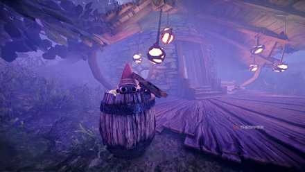 Yayap lobby image with a little man in a barrel.