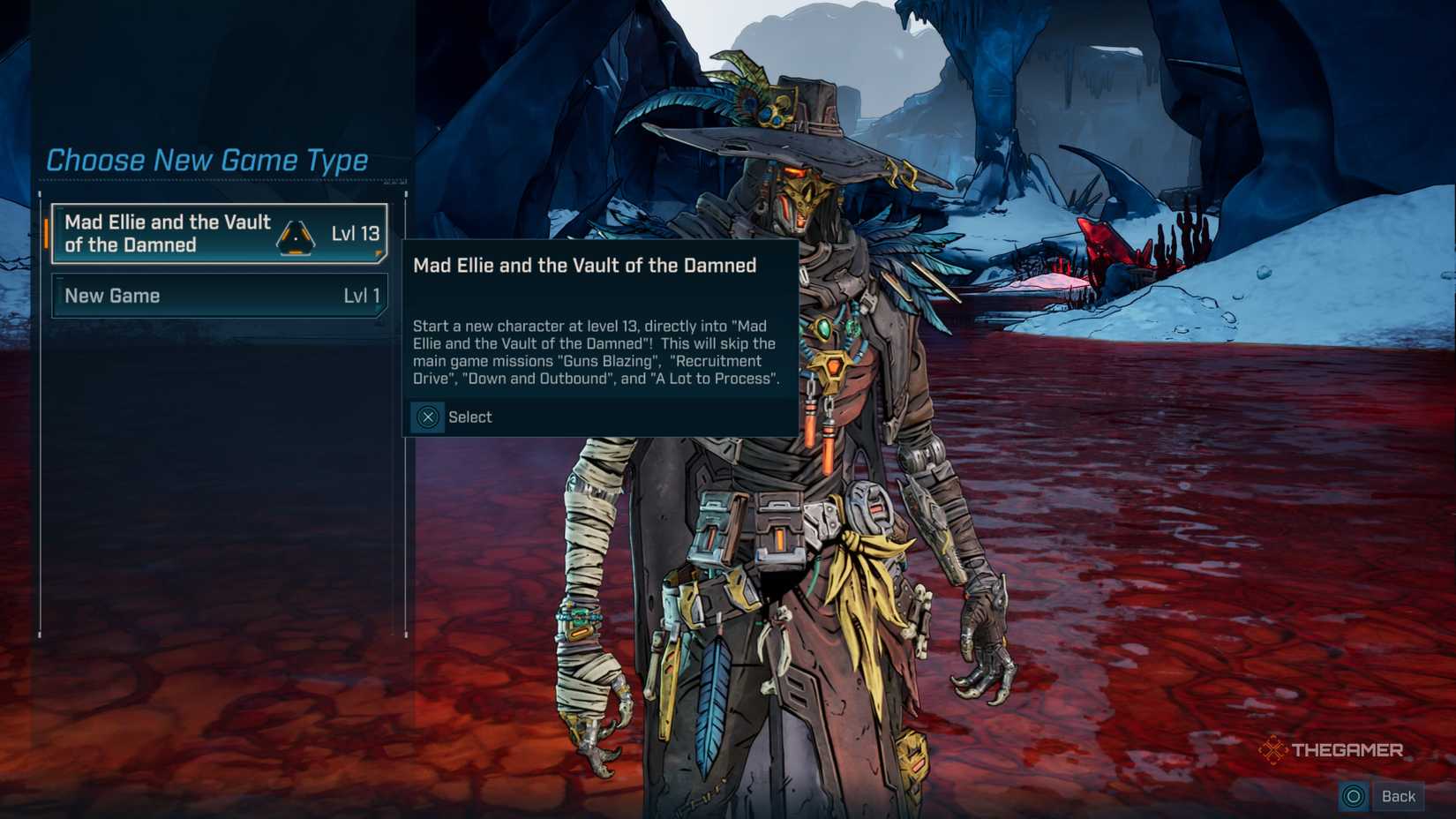 New game type menu showing C4SH and two game types including DLC ​​option in Borderlands 4.