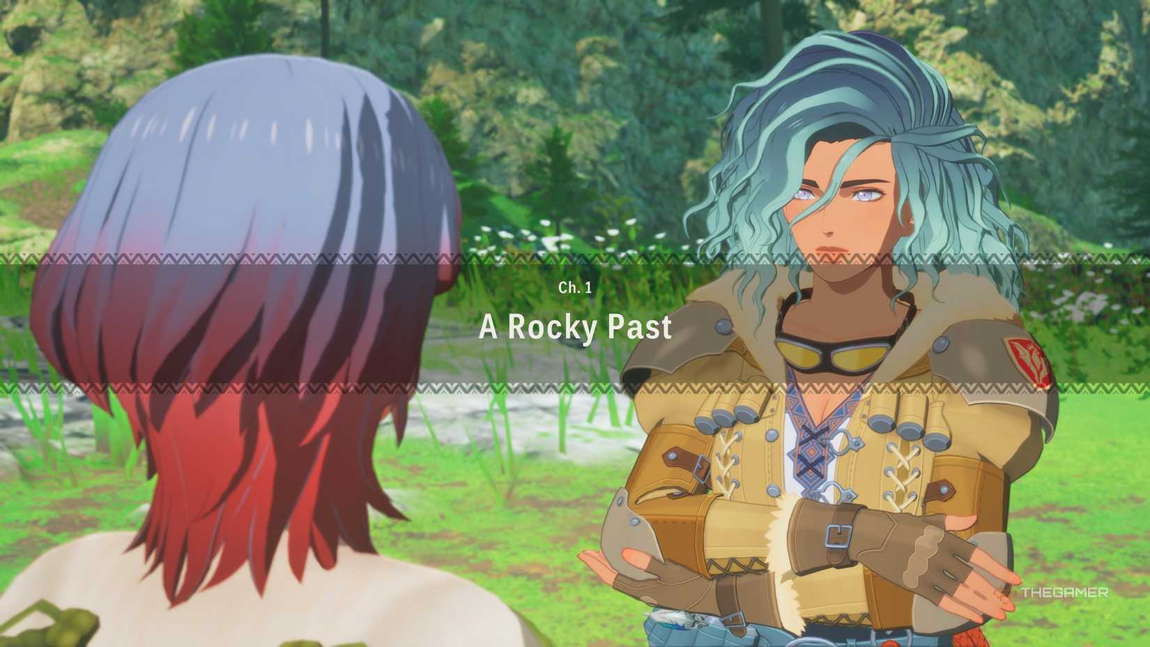 The player and Kora talking at the beginning of her side story in monster hunter stories 3.
