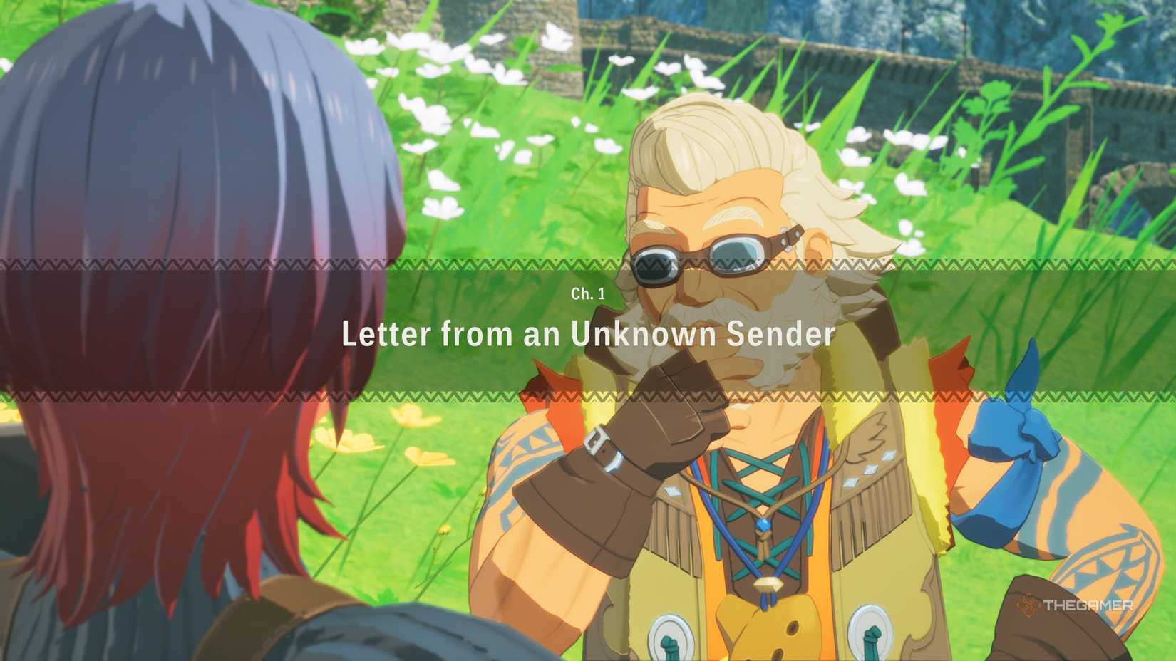 The player and Ogden talking at the beginning of his side story in monster hunter stories 3.