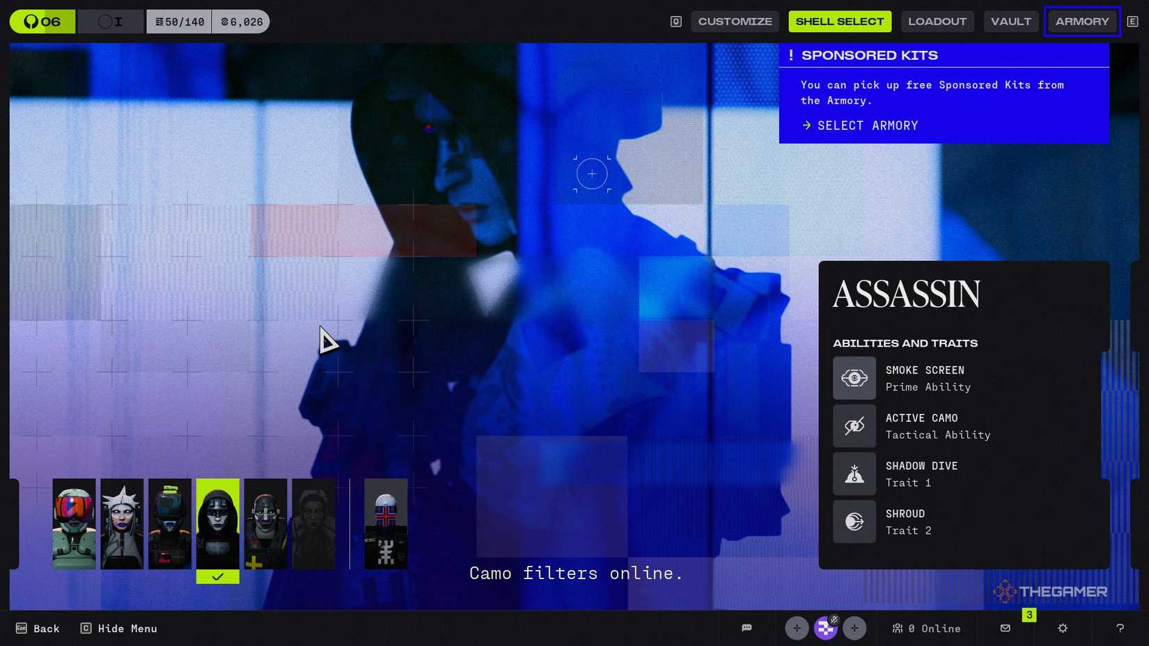 A character select screen in Marathon.