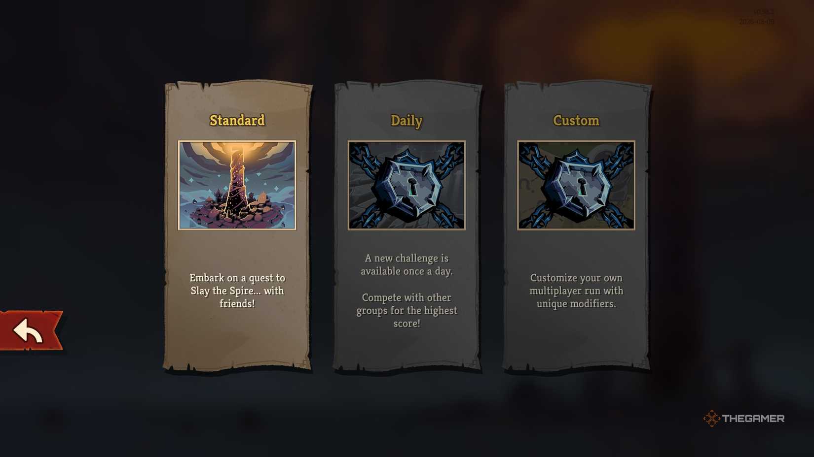 The multiplayer mode selection screen in Slay the Spire 2.