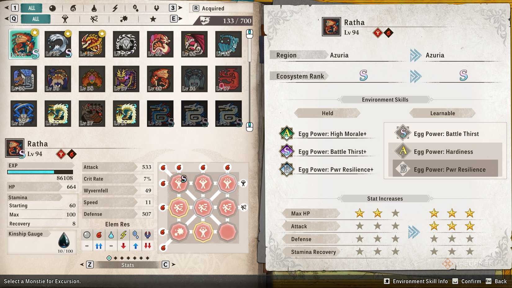 Chariot in the tour menu in Monster Hunter Stories 3.