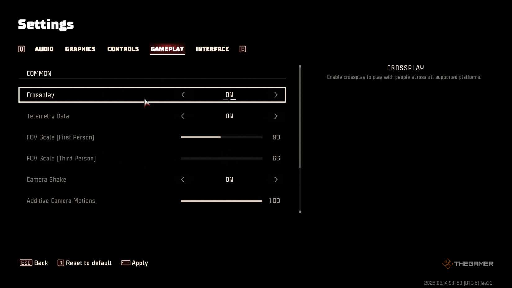 The setup screen opens in John Carpenter's Toxic Commando.