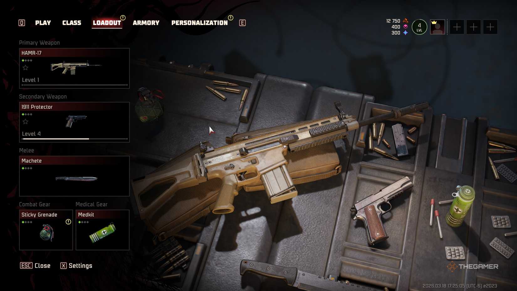 Weapon selection screen in Toxic Commando.