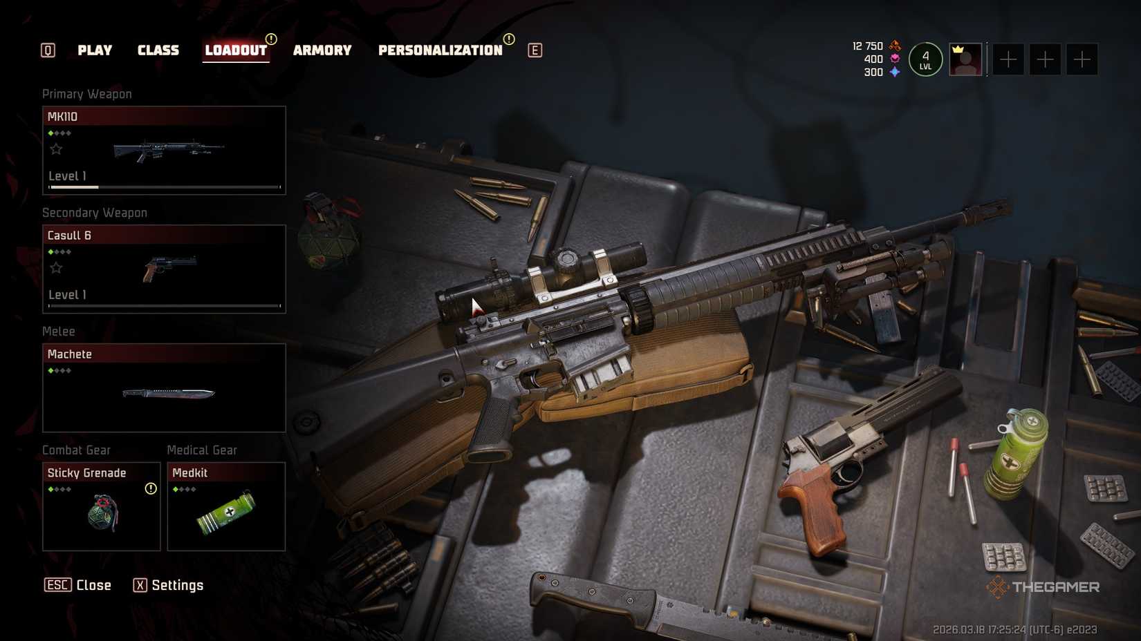 Weapon selection screen in Toxic Commando.