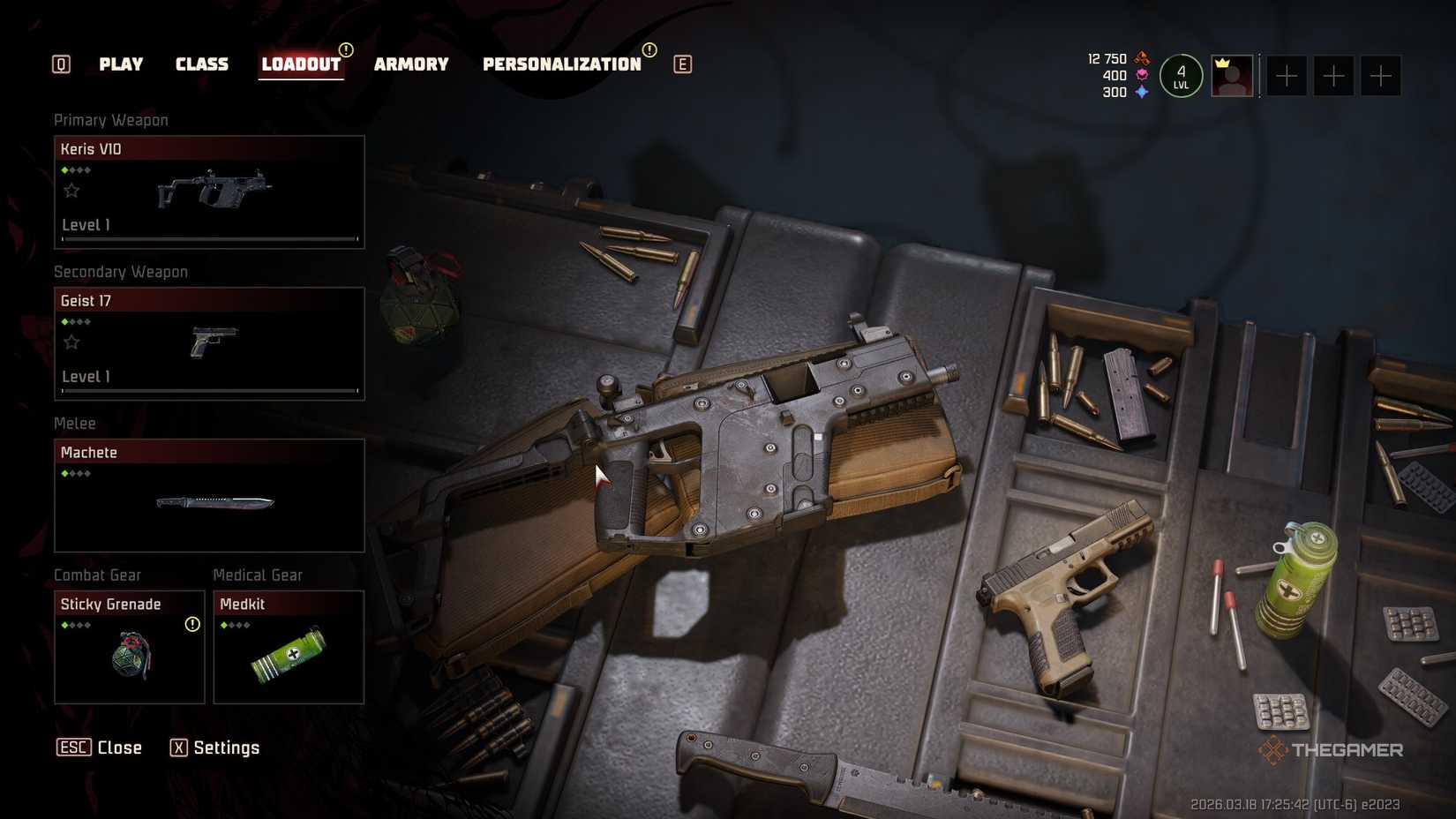 Weapon selection screen in Toxic Commando.