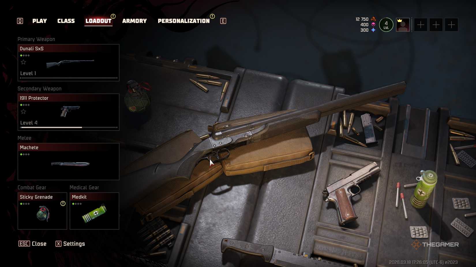 Weapon selection screen in Toxic Commando.