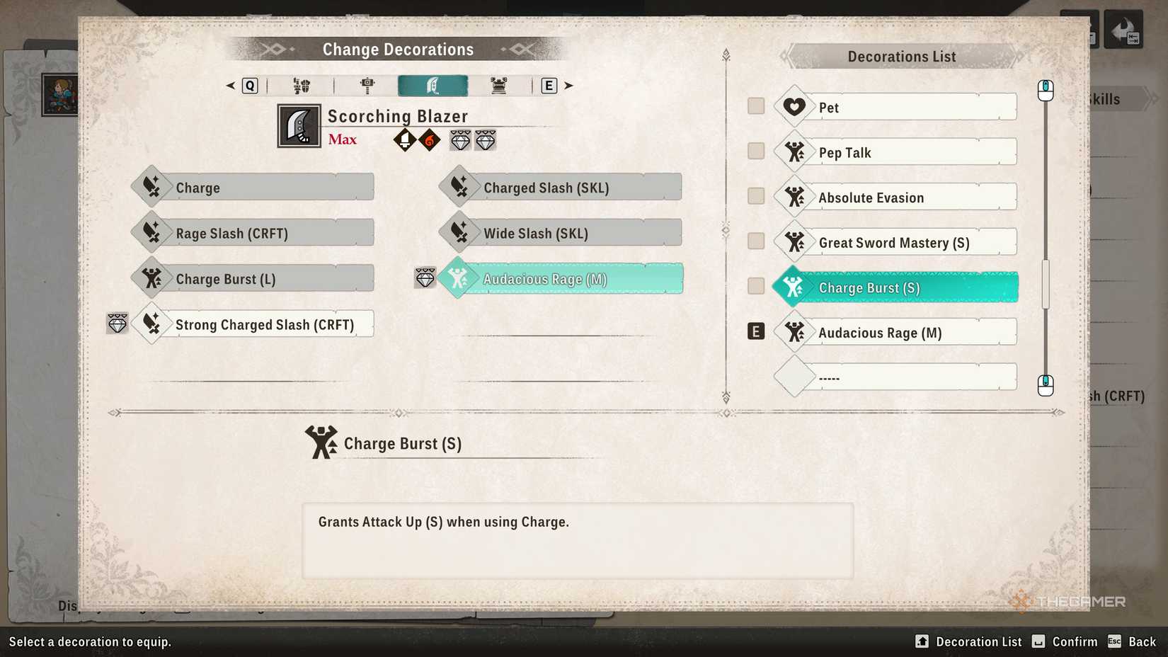 Details of the Charge Burst decoration in Monster Hunter Stories 3.