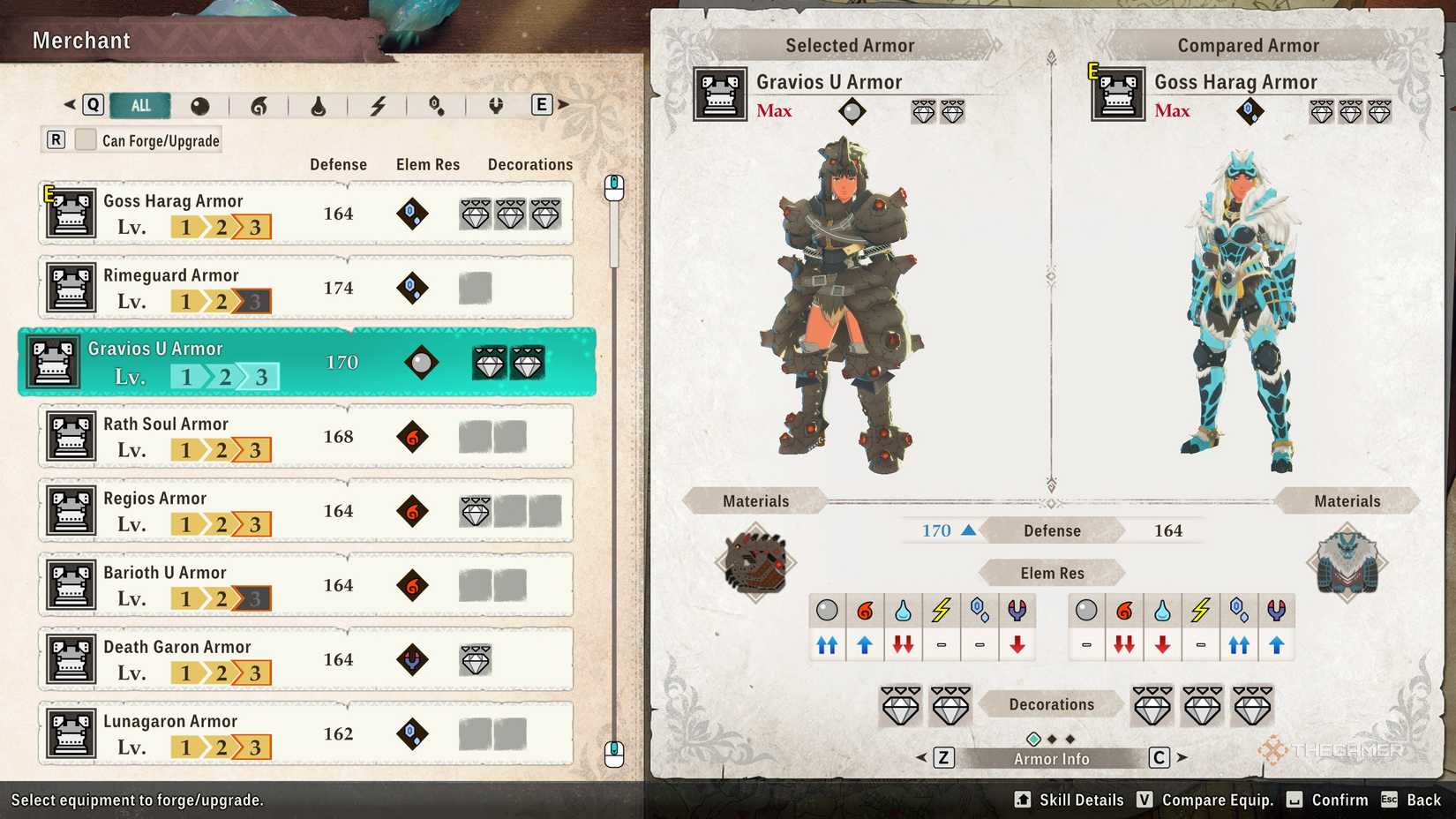 The Gravio's U armor can be found in the crafting menu in Monster Hunter Stories 3.