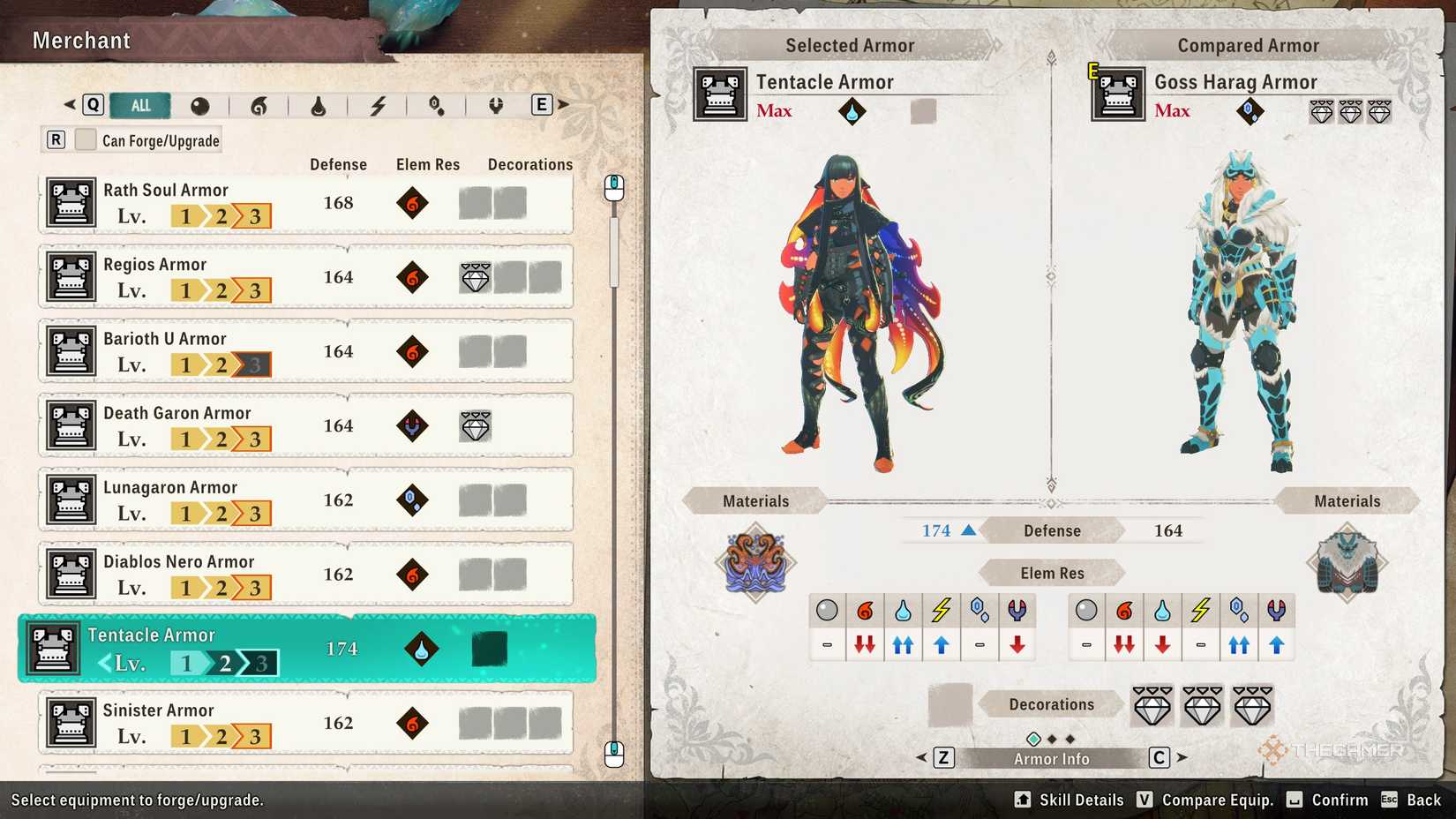 The tentacle armor can be found in the crafting menu in Monster Hunter Stories 3.