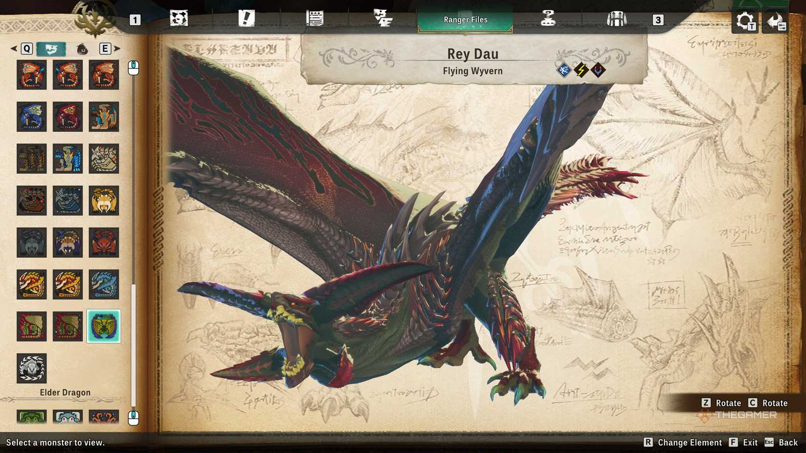 Rey Dau dual element dragon on monsterpedia in monster hunter stories 3.
