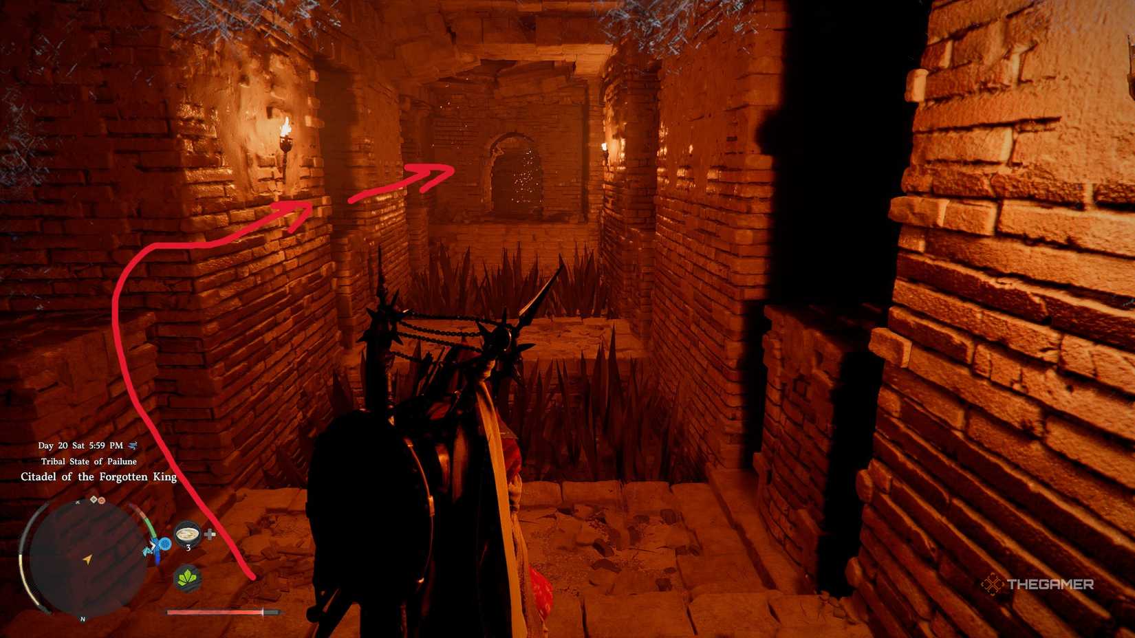 A player locating and finding the Vow of the Dead King halberd in Crimson Desert.