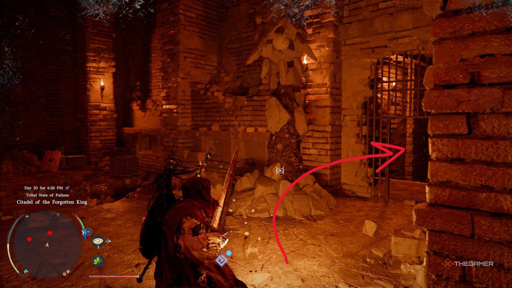 A player locating and finding the Vow of the Dead King halberd in Crimson Desert.