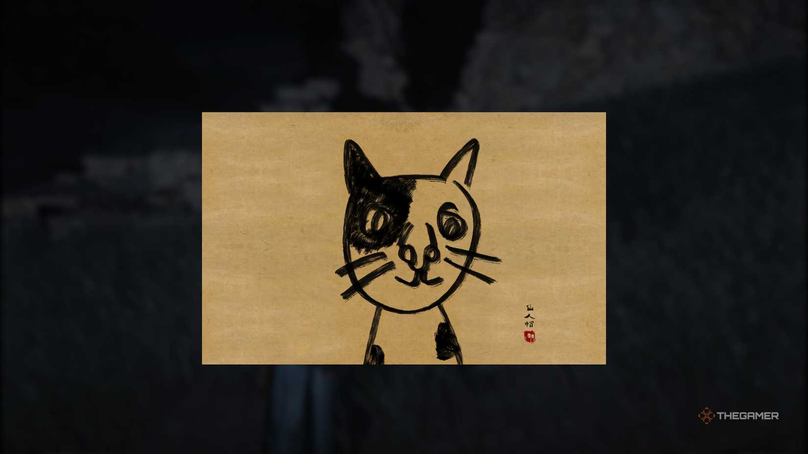 A cat drawing in Where Winds Meet.