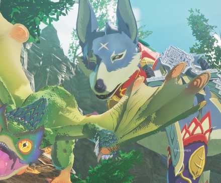 A pukei pukei and a canyne in Monster Hunter Stories 3.