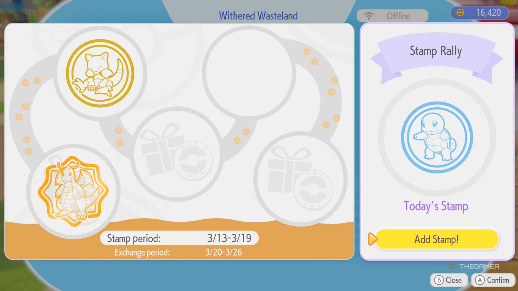 Adding a stamp to the Stamp Rally card in Pokemon Pokopia.