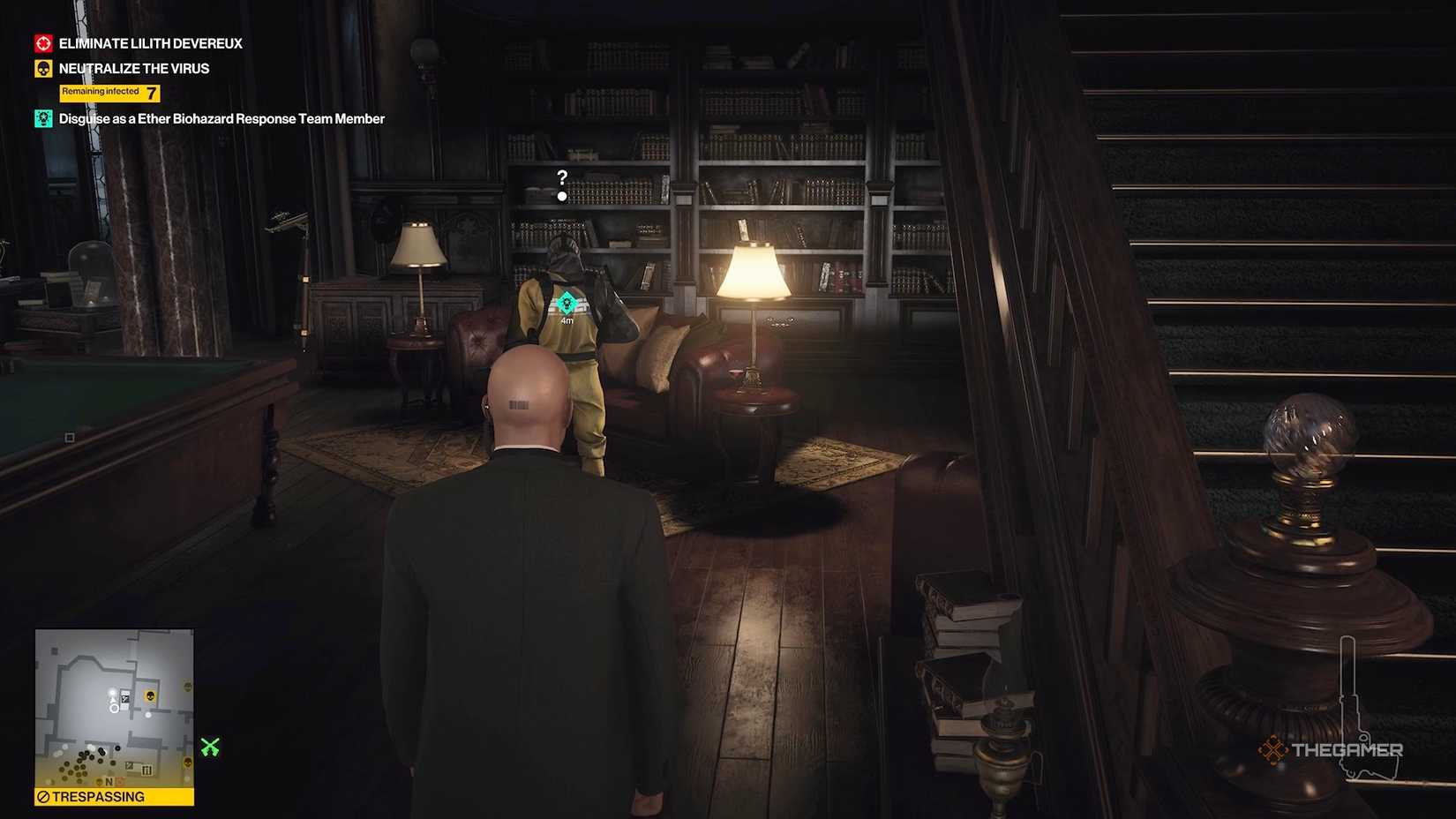 Agnet 47 about to knock out Biohazard Response Team member in Hitman World of Assassination.