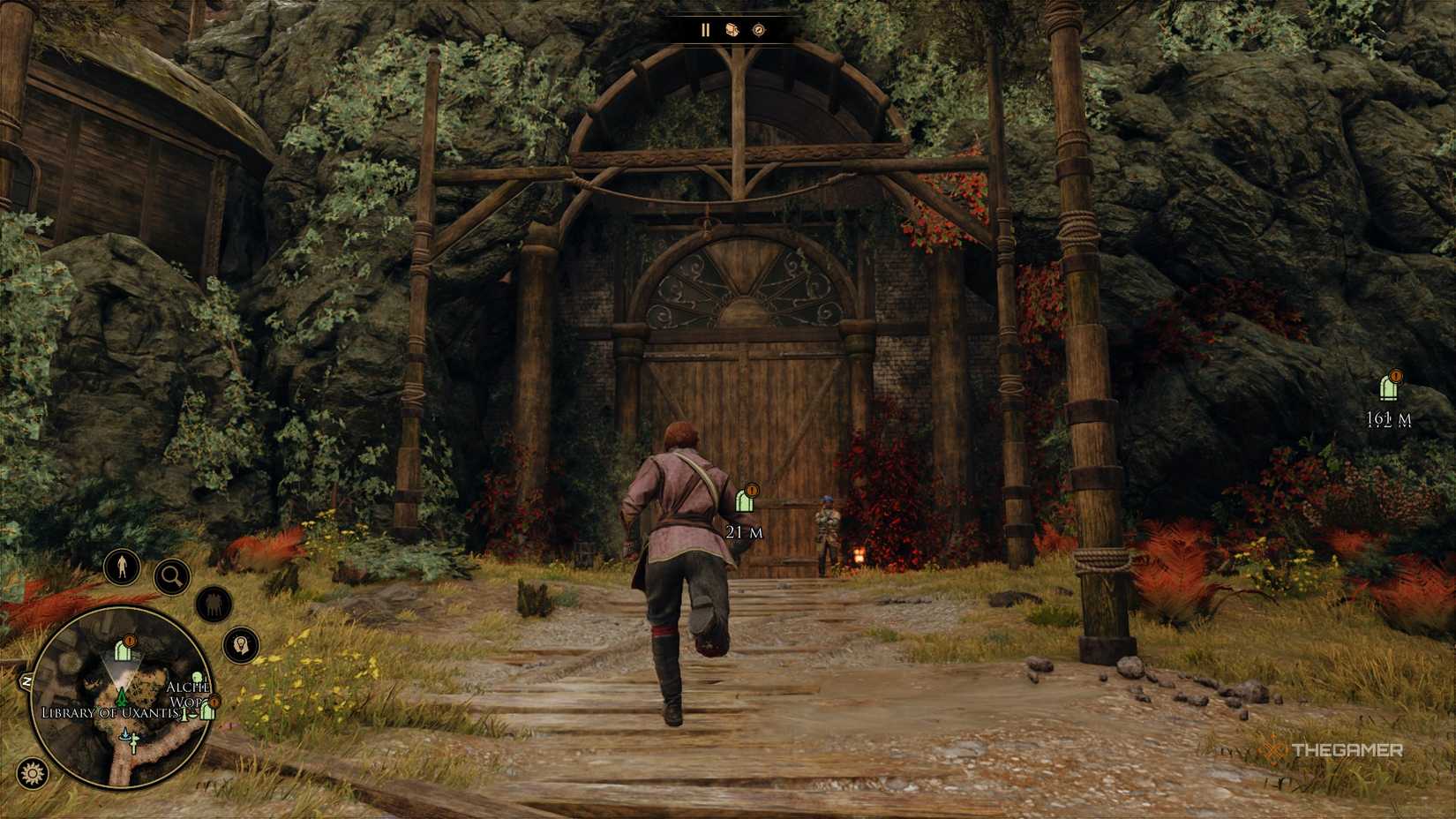 Approaching a large door with guards in GreedFall The Dying World